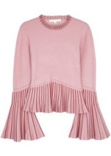 JONATHAN SIMKHAI Pink pleated jersey top ~ red striped pleats