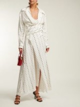 JACQUEMUS La Tunique Badii polka-dot fil-coupé white cotton dress / long wrap dresses