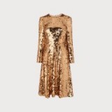 L.K. Bennett LAZ GOLD SEQUIN DRESS ~ metallic fit and flare