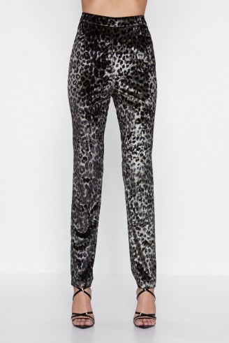 NASTY GAL Leader of the Pack Leopard Pants in Green – animal print party fashion