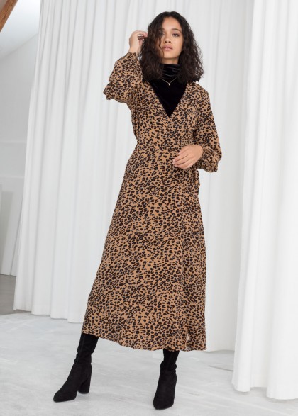 & other stories Leopard Print Wrap Dress – brown animal print dresses