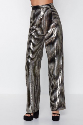 NASTY GAL Life on Mars Sequin Pants in Silver – shimmering party trousers