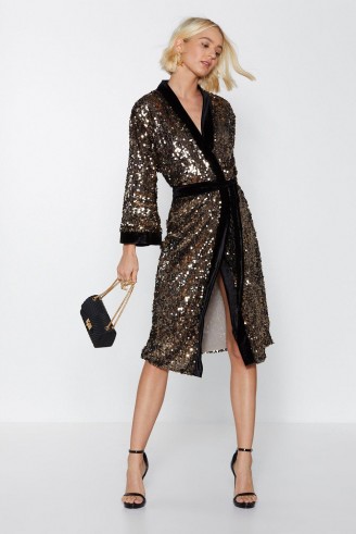 NASTY GAL Light in the Night Sequin Jacket in Gold – sparkly party fashion