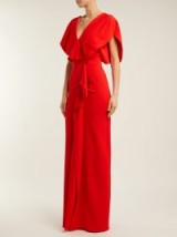 ROLAND MOURET Lorre draped red crepe gown