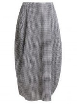 JIL SANDER Low-rise navy and white gingham midi skirt