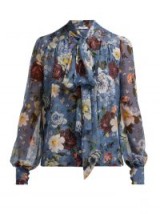 ERDEM Lucien Gertrude-print blue silk voile blouse