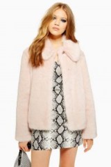 TOPSHOP Luxe Faux Fur Coat in Pink