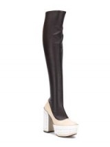 MARNI brown, cream and white colourblock long platform boots