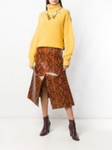 MARNI brown snake print A-line midi skirt in cigar