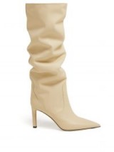 JIMMY CHOO Mavis 85 knee-high cream leather boots ~ slouchy neutral leather boot