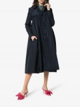 Molly Goddard Pluto Navy Taffeta Coat ~ blue gathered detail coat