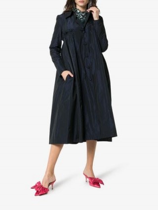 Molly Goddard Pluto Navy Taffeta Coat ~ blue gathered detail coat