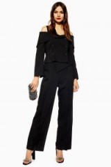 TOPSHOP Off Shoulder Jumpsuit in Black – cold shoulder party fashion