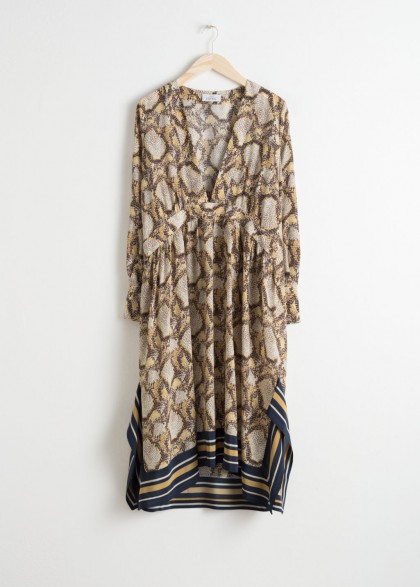 & other stories Oversized Snake Silk Dress – shades of brown