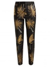 MSGM Palm Tree metallic-jacquard satin trousers in black