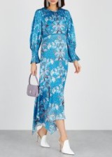 PETER PILOTTO Blue floral print hammered silk dress