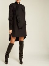 GIVENCHY Pleated-ruffle black cotton shirtdress ~ chic shirt dress