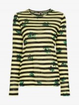 Proenza Schouler Yellow and Black Striped Long Sleeved T-Shirt / floral print tee