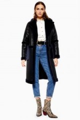 TOPSHOP PU Faux Fur Trim Coat in Black – stylish winter coats