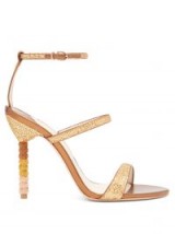 SOPHIA WEBSTER Rosalind gold crystal-embellished leather sandals – metallic heels