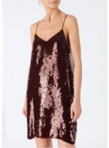 Tibi SEQUINED SLIP DRESS in BURGUNDY