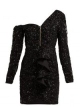 SELF-PORTRAIT Black sequin-embellished off-the-shoulder mini dress / this seasons party glamour!