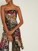 HALPERN Multicolour sequinned asymmetric-draped bustier top