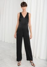 & other stories Sleeveless Satin Jumpsuit in black