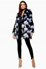 TOPSHOP Spot Mix Faux Fur Coat in Monochrome – fluffy winter coats