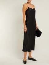 JOSEPH Stone black silk-satin slip dress