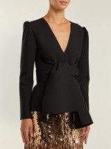 MSGM Tie-front black crepe top