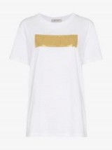 Valentino Gold Logo Print White Crew Neck Cotton T-Shirt ~ casual luxe tee