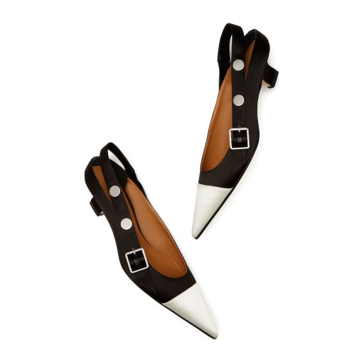 Victoria Beckham MONOCHROME POINTY SLINGBACK ~ black and white retro slingbacks