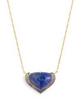 NOOR FARES Vishuada 18kt gold, blue lapis lazuli quartz & diamond necklace ~ luxe pendant necklaces