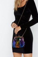 NASTY GAL WANT Life of the Party Sequin Crossbody Bag in Blue – multicolored sequins