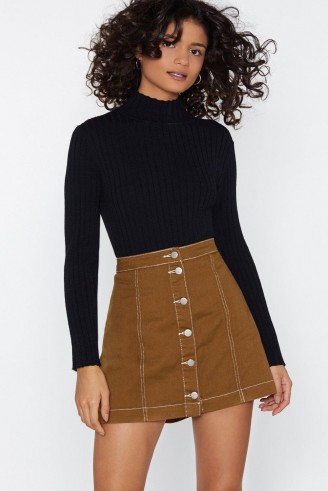 NASTY GAL What’s the Stitch Mini Skirt in Tobacco – brown A-line skirts