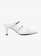 Yuul Yie Judith 70 White Leather Bow Embellished Mules