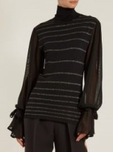 ROKSANDA Aril black metallic-striped georgette blouse ~ effortless evening glamour