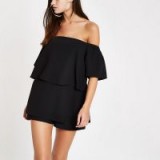 RIVER ISLAND Black bardot playsuit – glamorous party fashion