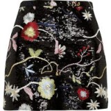 RIVER ISLAND Black floral sequin shorts