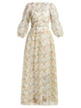 SHRIMPS Cara white daffodil-print check-organza maxi dress ~ long feminine style floral dresses