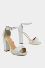 NASTY GAL Dance to the Music Glitter Heel in silver – party platforms