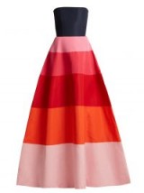 CAROLINA HERRERA Striped faille strapless gown