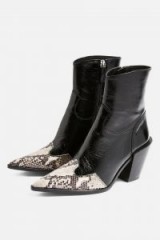 Topshop HOWDIE High Ankle Boots in Black| pointy snake detail toes