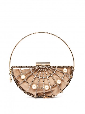 ROSANTICA BY MICHELA PANERO Jodi crystal cage bag ~ beige velvet embellished bags