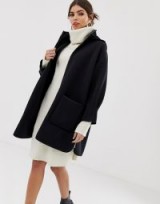 Max & Co neoprene hooded coat in midnight blue – chic coats