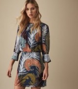 REISS NAMINA FEATHER PRINTED DRESS ~ feminine eveningwear