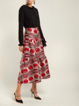 REDVALENTINO Optic red jacquard tiered skirt ~ retro printed clothing