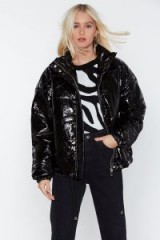 NASTY GAL Rain or Shine Padded Jacket in Black – shiny jackets