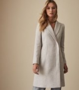 REISS SANTHIA WOOL BLEND DOUBLE BREASTED COAT GREY MELANGE ~ classic coats